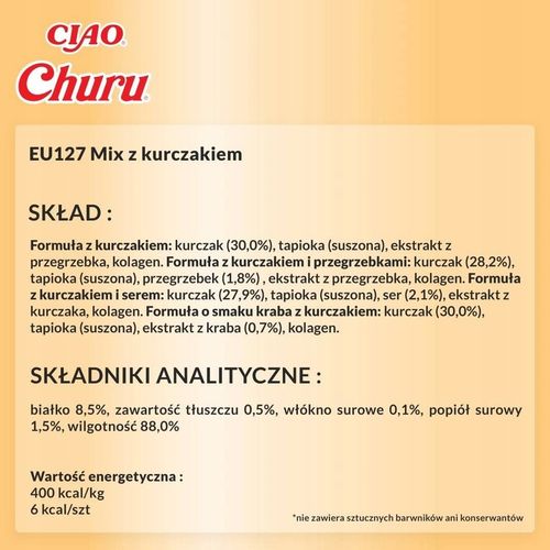 Inaba Cat Churu 20x14g (280g) Kremowy Przysmak Dla Kota Mix Z Kurczakiem na Arena.pl