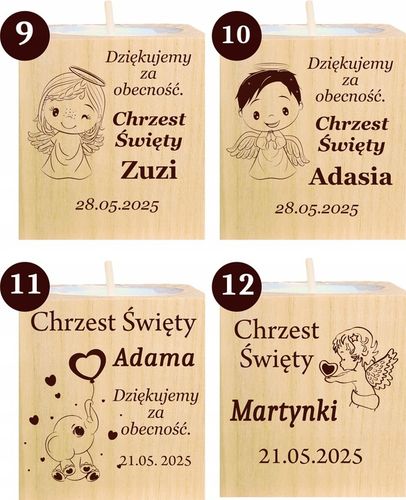 Podziękowanie dla Gości Komunia Chrzest piękny świecznik 10 szt grawer na Arena.pl