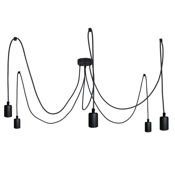 Lampa Wisząca Pająk 5 Czarna Mat E27 zdjęcie 1