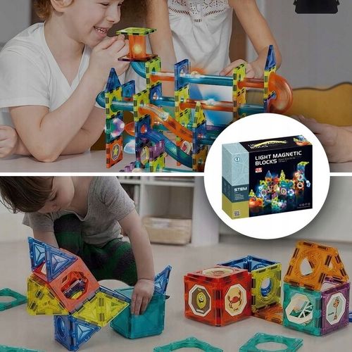 Klocki magnetyczne konstrukcyjne 49el 3D edukacyjne duży zestaw dla dzieci na Arena.pl