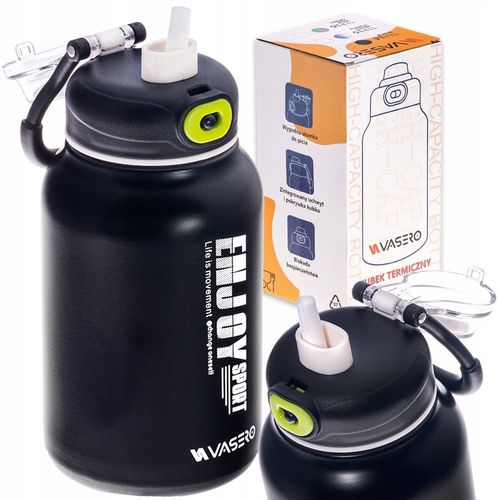 KUBEK TERMICZNY BIDON TERMOS PRÓŻNIOWY 800ml blokada uchwyt ustnik + SŁOMKA na Arena.pl