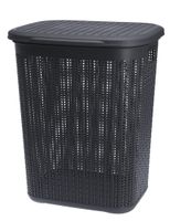 Kosz na brudną bieliznę pranie WILLOW 50 l grafitowy sweterkowy ażurowy wzór