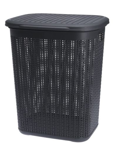 Kosz na brudną bieliznę pranie WILLOW 50 l grafitowy sweterkowy ażurowy wzór na Arena.pl