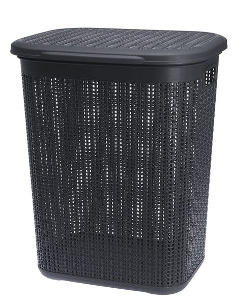 Kosz na brudną bieliznę pranie WILLOW 50 l grafitowy sweterkowy ażurowy wzór zdjęcie 1