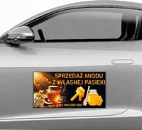 MAGNES na samochód auto reklamowy 30x60 cm SPZREDAŻ MIODU Z PASIEKI