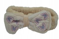 Opaska kosmetyczna do makijażu plusz motyle beżowa