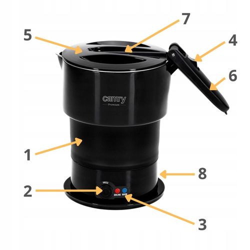 CZAJNIK TURYSTYCZNY elektryczny 600W mały 0.6l składany podróżny CAMRY na Arena.pl