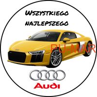 Opłatek na tort Urodziny Audi Samochód Auto Logo Tekst Gratis