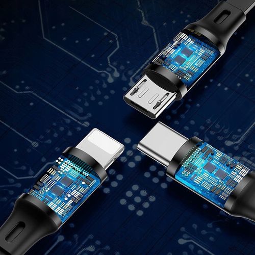 BASEUS SZYBKI KABEL ZWIJANY 3w1 USB - micro USB/Lightning/USB C 3.5A 1,2m na Arena.pl