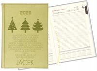 GRAWEROWANY KALENDARZ DZIENNY planer A5 2026 prezent świąteczny z imieniem