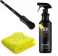 K2 PURIO Czyszczenie plastików 1L płyn + pędzelek + mikrofibra zestaw