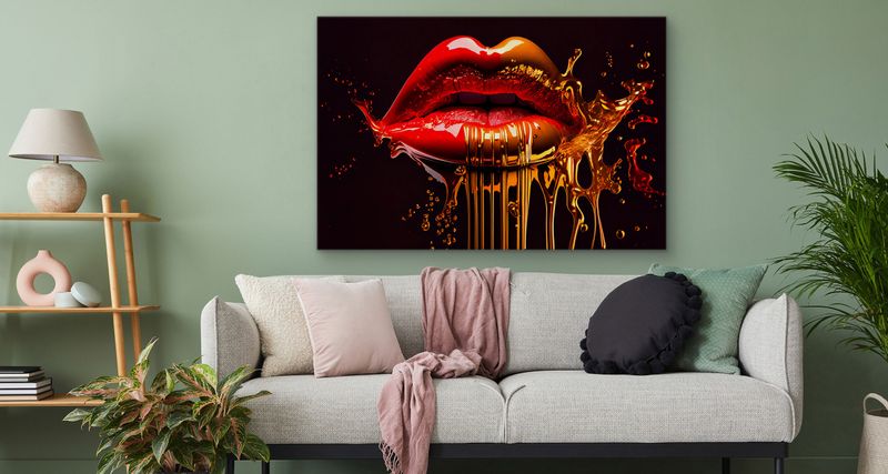 Obraz Ścienny Abstrakcyjne USTA Dekoracja Nowoczesny Wzór 3D 70cm x 50cm zdjęcie 2