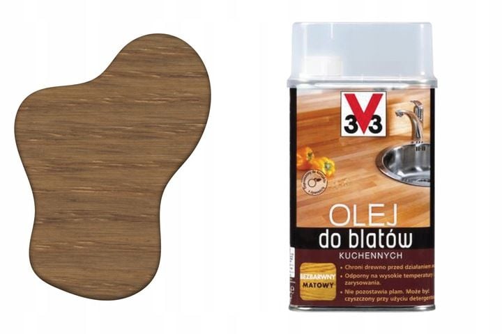 V33 3V3 Wydajny Olej Do BLATÓW Kuchennych BEZBARWNY Matowy Ekologiczny 0,5L zdjęcie 1