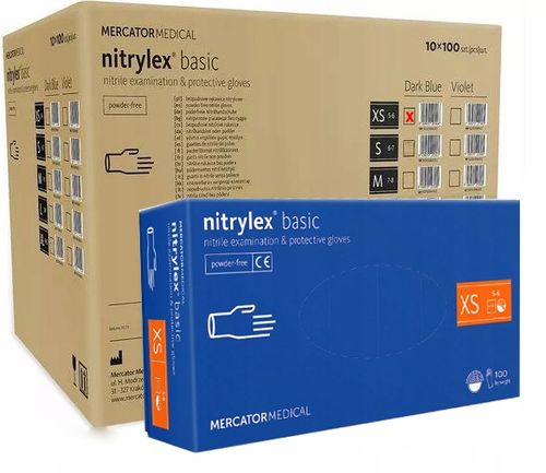 rękawice nitrylowe 100 szt. nitrylex basic dark blue 6-xs - 10 kpl. na Arena.pl