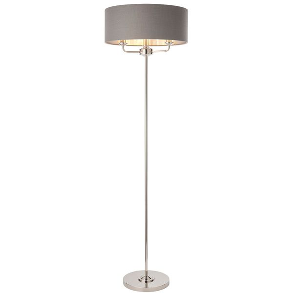 Stojąca lampa z abażurem Highclere 94378 Endon klasyczna szara nikiel zdjęcie 2