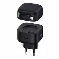Ładowarka sieciowa USAMS USB-C ze zwijanym kablem Lighning 35W Czarna