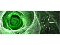 100X40CM ZEGAR ZEGAR ŚCIENNY ZIELONA RÓŻA WE KTALACH KWIAT OBRAZ