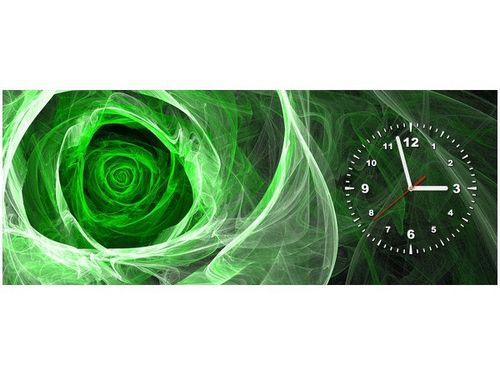 100X40CM ZEGAR ZEGAR ŚCIENNY ZIELONA RÓŻA WE KTALACH KWIAT OBRAZ na Arena.pl