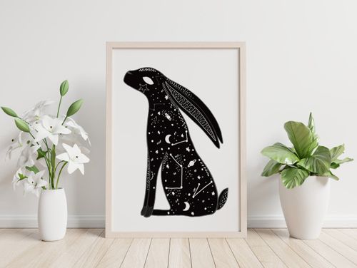 Plakat galaktyka kosmos gwiazdy zając 21x29,7 cm A4 na Arena.pl