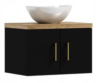 Szafka łazienkowa wisząca MARKUS 50 czarny/dąb  z umywalką Eliza biała (W7)