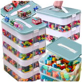 POJEMNIK 4-WARSTWOWY NA KLOCKI ORGANIZER Z PRZEGRÓDKAMI 4 PIĘTROWY KUFEREK