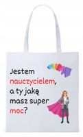 Dzień Nauczyciela Prezent Torba Eco Biała Shopper Z Nadrukiem Ze Zdjęciem