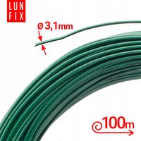 Drut naciągowy do siatki zielony 3,1mm ocynkowany powlekany PCV 100mb