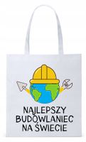 Dla Budowlańca Prezent Torba Eco Biała Shopper Z Nadrukiem Ze Zdjęciem