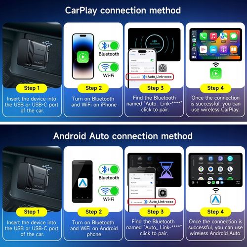 HEYINCAR 2 w 1 Bezprzewodowy adapter samochodowy Apple Carplay Android na Arena.pl