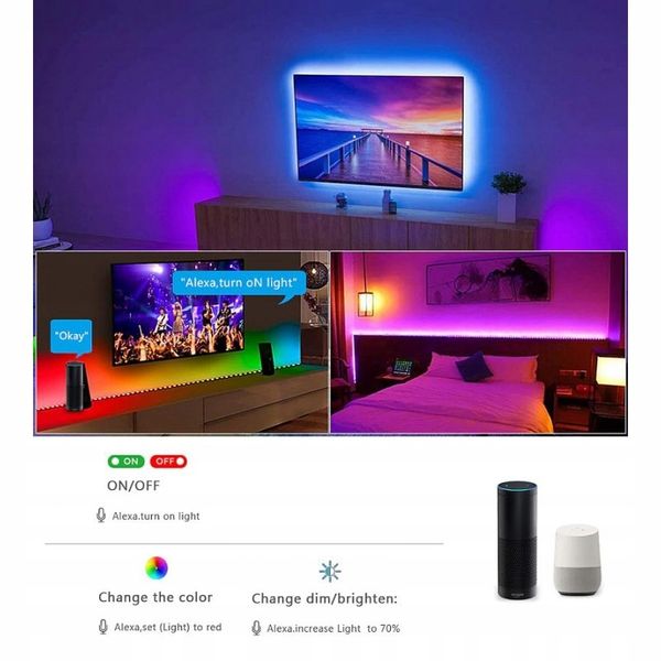 Taśma LED RGB smart wifi+kontroler muzyki 10metrów zdjęcie 2