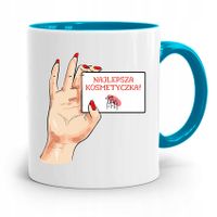 Kubek Błękitny Dla Kosmetyczki Najlepsza Prezent Z Nadrukiem Ze Zdjęciem