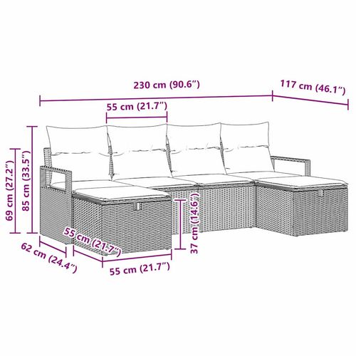 Zestaw Sof na Ogród 6 pcs beżowo-kremowy 230 x 117 x 85 cm na Arena.pl