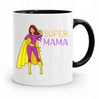 Kubek Czarny Prezent Dla Super Mamy Matki Mamusi Z Nadrukiem Ze Zdjęciem