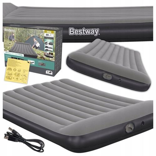 MATERAC DMUCHANY Z POMPKĄ USB ŁÓŻKO DO SPANIA 203 x 152 CM BESTWAY 671BS na Arena.pl