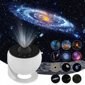PROJEKTOR GWIAZD PLANETARIUM OBROTOWY LAMPA LED NOCNA USB + 12