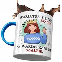 Kubek Błękitny Śmieszny Wariatek Się Nie Kocha Z Nadrukiem Ze Zdjęciem