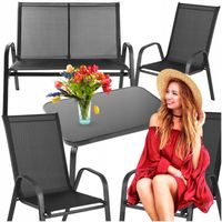 MEBLE OGRODOWE ZESTAW MEBLI OGRODOWYCH KOMPLET METALOWE 2 KRZESŁO SOFA STÓŁ