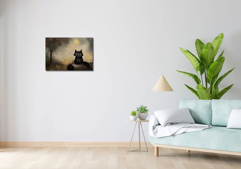 Obraz 60x40cm Czarny Kot zdjęcie 2