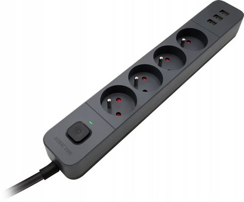 Listwa Zasilająca Przedłużacz z 3xUSB z Włącznikiem Antyprzepięciowa 1,5m na Arena.pl