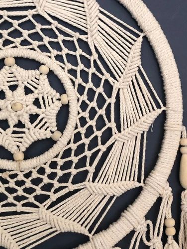Makrama na Ścianę Boho Łapacz Snów Wiszący Ozdoba Ścienna ze Sznurka Duży na Arena.pl