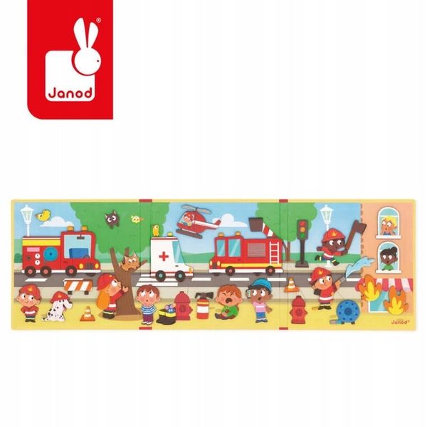 Układanka Magnetyczna Strażacy Magneti'stories dla dzieci, 3 lata+, Janod zdjęcie 8