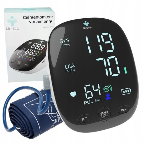 CIŚNIENIOMIERZ NARAMIENNY MEDICO ARYTMIA, EKRAN LED,USB, DZIENNICZEK GRATIS na Arena.pl