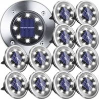 LAMPA SOLARNA OGRODOWA LAMPKI LED GRUNTOWE DYSK CZYJNIK ZMIERZCHU 12 DYSKÓW