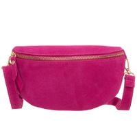 VERA PELLE nerka zamszowa saszetka biodrówka V681 fuksja