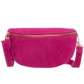 VERA PELLE nerka zamszowa saszetka biodrówka V681 fuksja