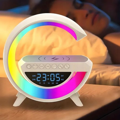 Lampka nocna biurkowa 6w1 | Zegar | Budzik | Radio | Ładowarka | Głośnik na Arena.pl