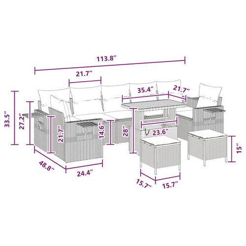 Zestaw Sof na Ogród 10 pcs Czarny polirattan na Arena.pl