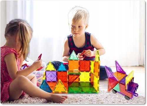 KLOCKI MAGNETYCZNE Duże Magnetic Tiles 3D Konstrukcyjne zestaw XXL 100 el na Arena.pl