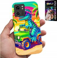 ETUI DO MOTOROLA EDGE 40 - DINOZAUR W CIĘŻARÓWCE WZORY DLA DZIECI