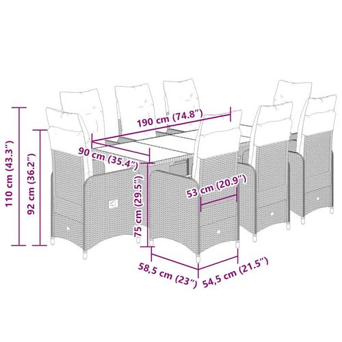 9-cz. zestaw ogrodowych mebli bistro z poduszkami, beżowy na Arena.pl